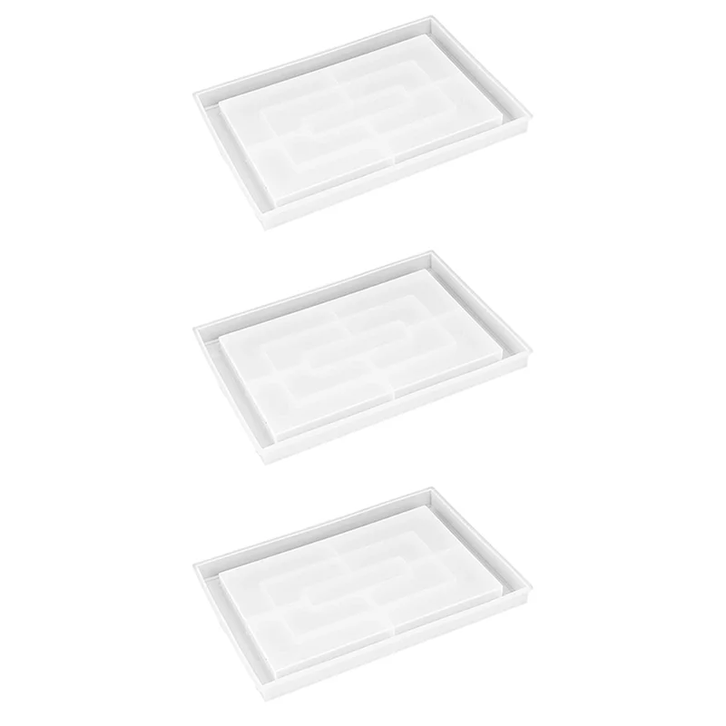 

3X Resin Mold Silicone, Large Rectangle Rolling Tray Molds For Epoxy Resin, Resin Serving Board Mold With Edges-AC82