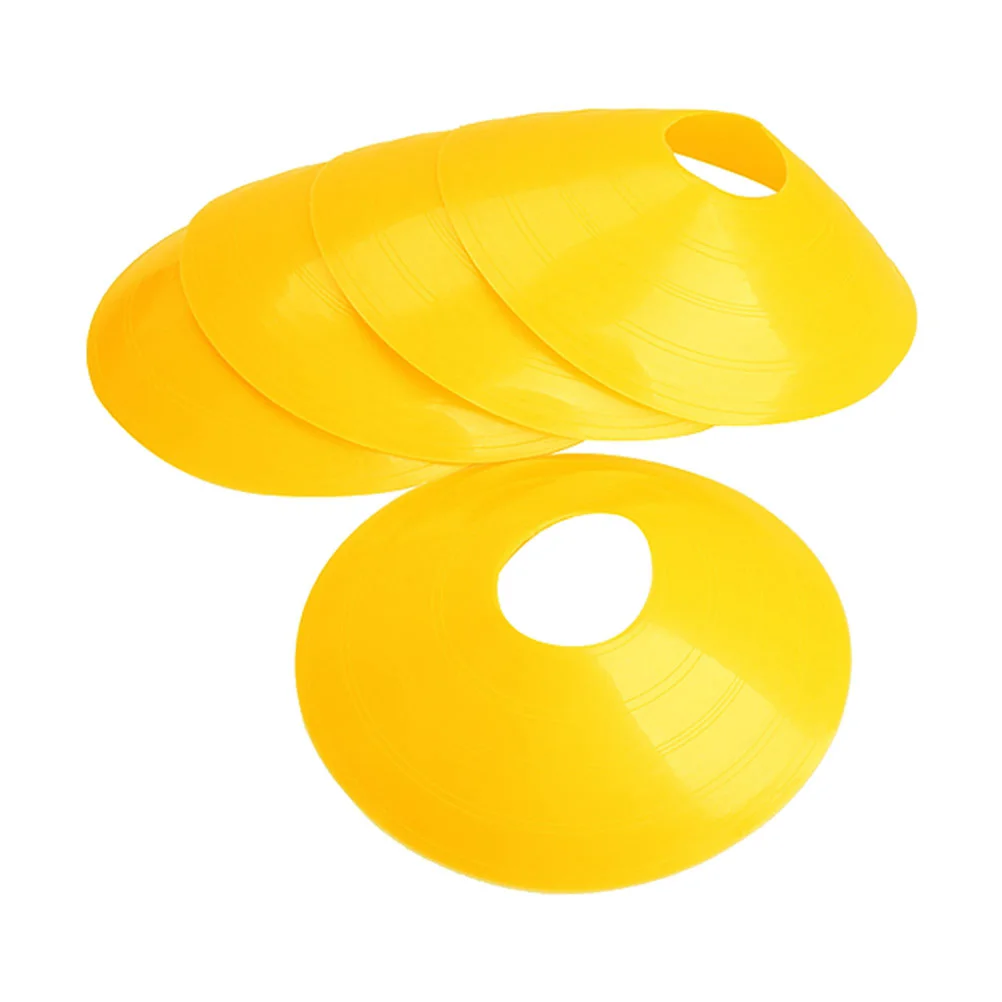 10PCS Football Training Sign Dish Plate Cone Obstacle Marker Tray Football Training Disc Equipment Ordinary Round Mouth (Yellow)