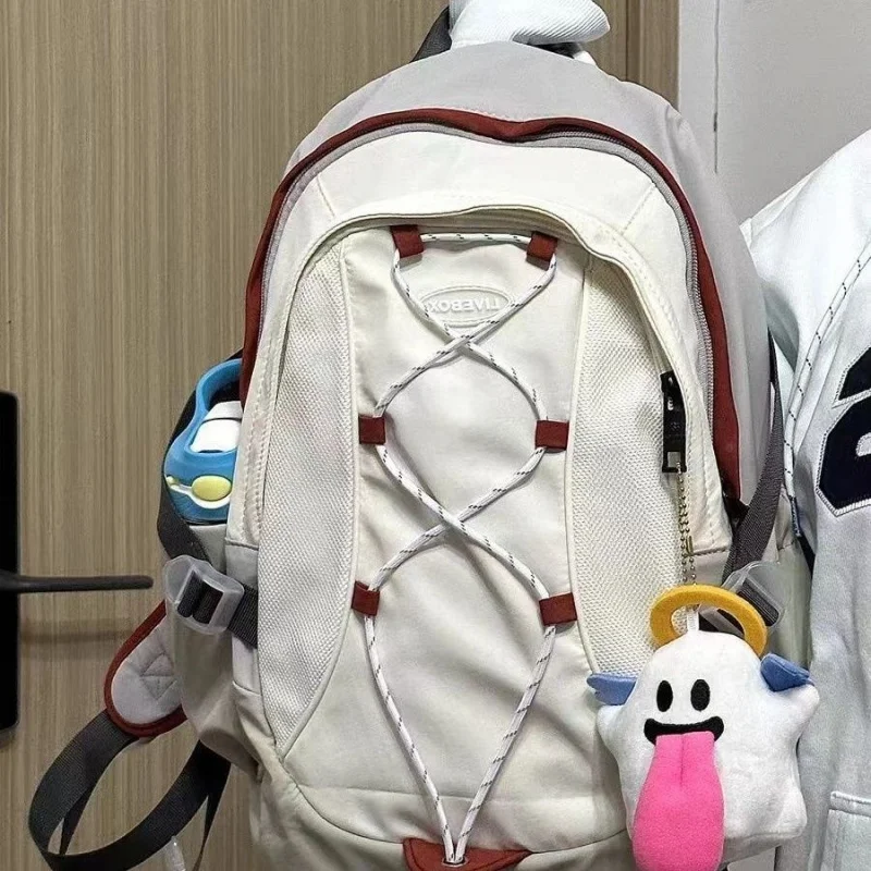 Contrast Color Casual Women Nylon Backpacks Girls School Bag High Capacity Female Lightweight Travel Bags Preppy Style