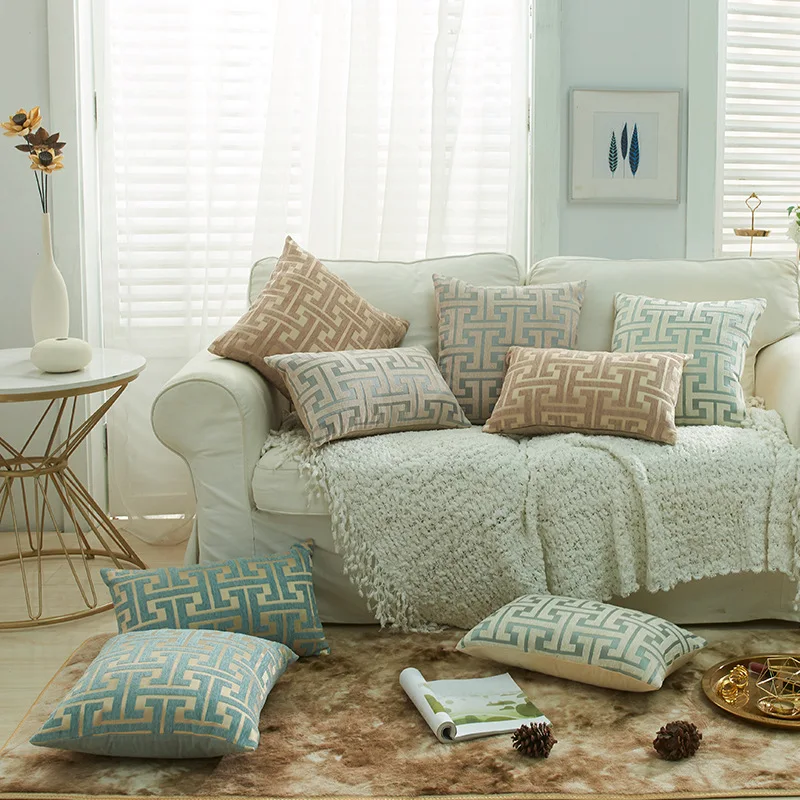 

Geometric Pattern Pillowcase Multi-Color Multi-Sized Adjustable Home Use Backrest Cover Comfortable Soft Fabric