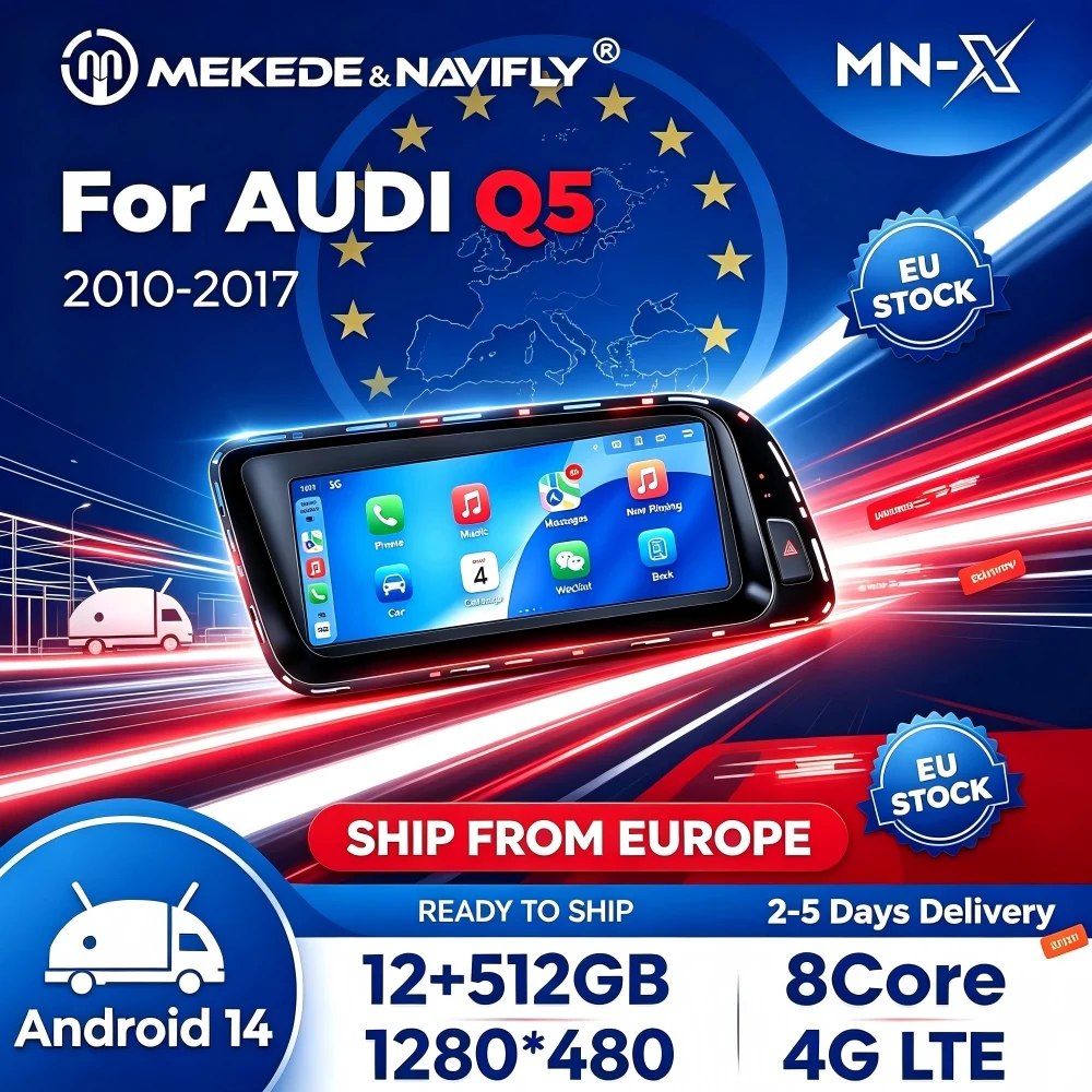 MEKEDE EU Store 8,8' Android Autoradio-Hauptgerät für Audi Q5 8R 2009-2017 Autoradio Multimedia GPS-Navigation 8-Kern 6GB+128GB 4G LTE Kabelloses CarPlay Android Auto