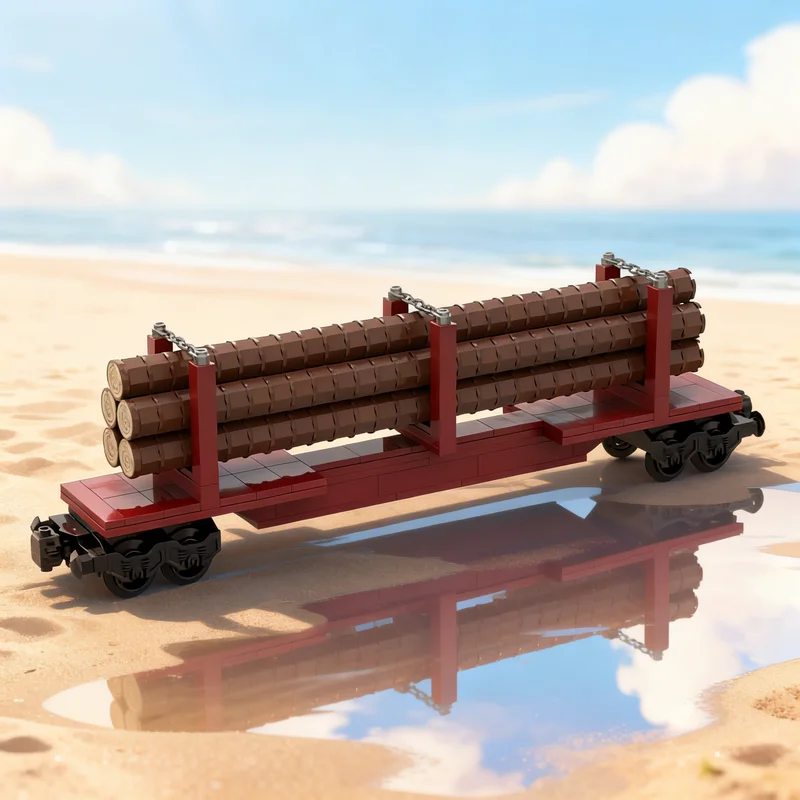 224pcs MOC City Trains Skeleton Log Train Car Model Building Blocks Christmas Gift Toy Architecture Brick Craft Display Creative