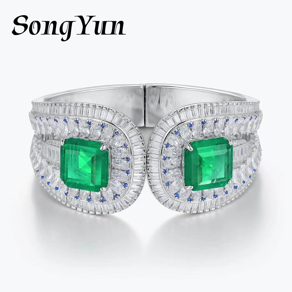 

SONGYUN Designer Jewelry 925 Sterling Silver Bracelet Zircon 5A Cuff Casual Women 18K Real Gold Plated Fine Jewelry Bangle