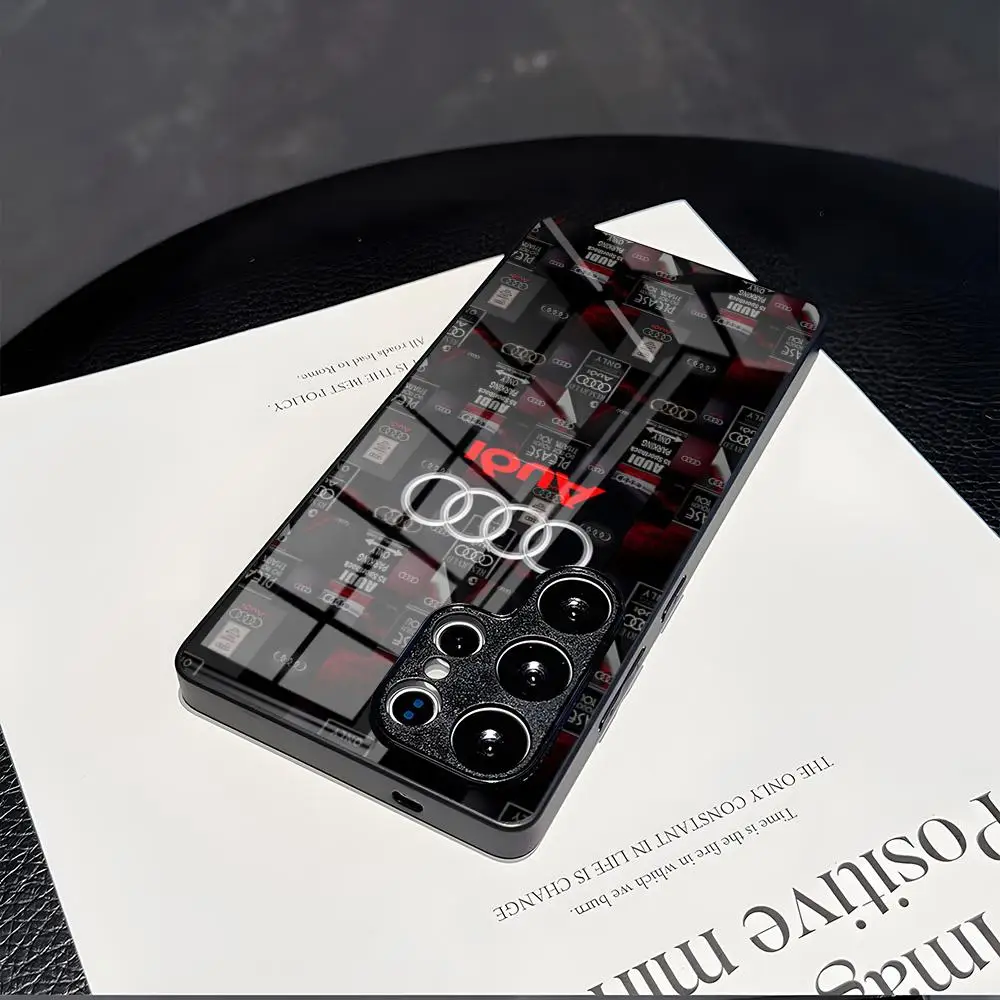 A-au-dises Luksusowe etui samochodowe na telefon do Samsung S 25 26 24 23 22 21 Ultra 10 Plus A16 Pro Fe 20 Note 34 S30, szklane, odporne na wstrząsy