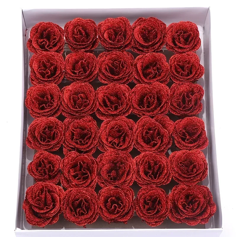 10/20/30/60pcs of 7cm Glitter artificial flower rose girl friend DIY High quality bouquet gifts for wedding Birthday home decor