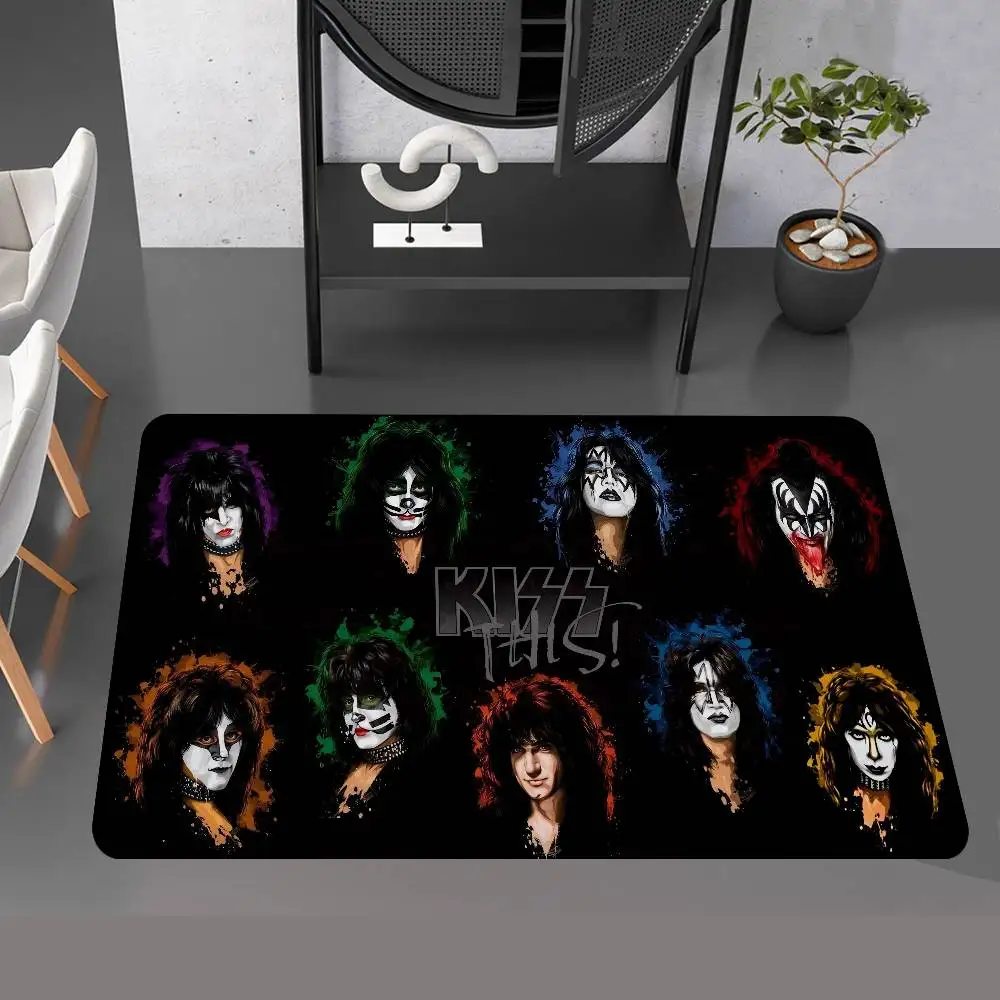 K_Kiss Band Hallway Carpet Washable Non-Slip Living Room Sofa Chairs Area Mat Kitchen Doormat Area Rug