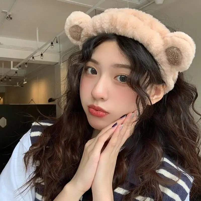 

39XE Sweet Bear Ear Headband Wide-brimmed Elastic Hairbands Hair Decors