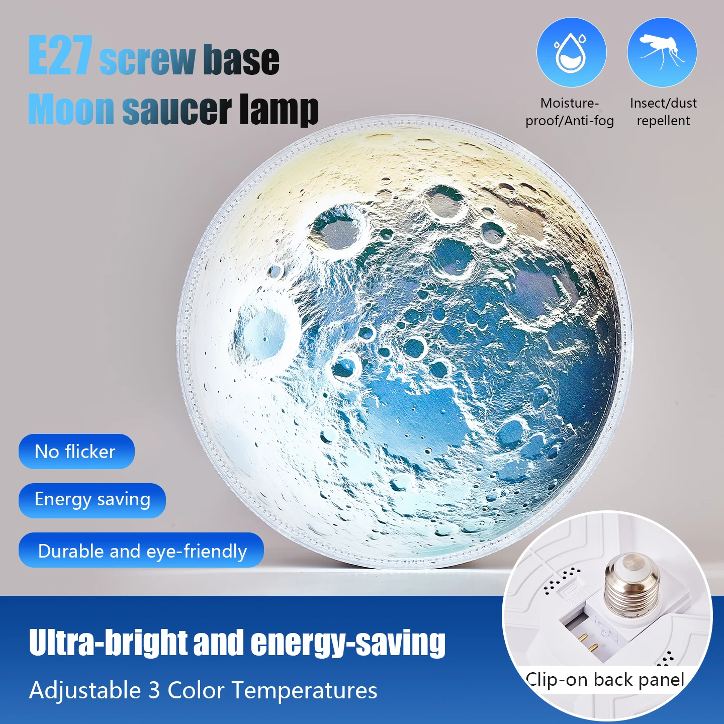 

Moon Design Bedroom Light Led Ceiling Lights E27 3000-6000K 24/36/48W Ceiling Lamp For Kid Room AC 85-265V