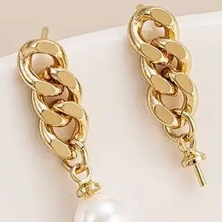 

14K Gold-Plated Half-Hole Bead Ear Stud with Sheep's Eye 925 Silver Needle DIY Hand-Painted Bead Earrings Accessory
