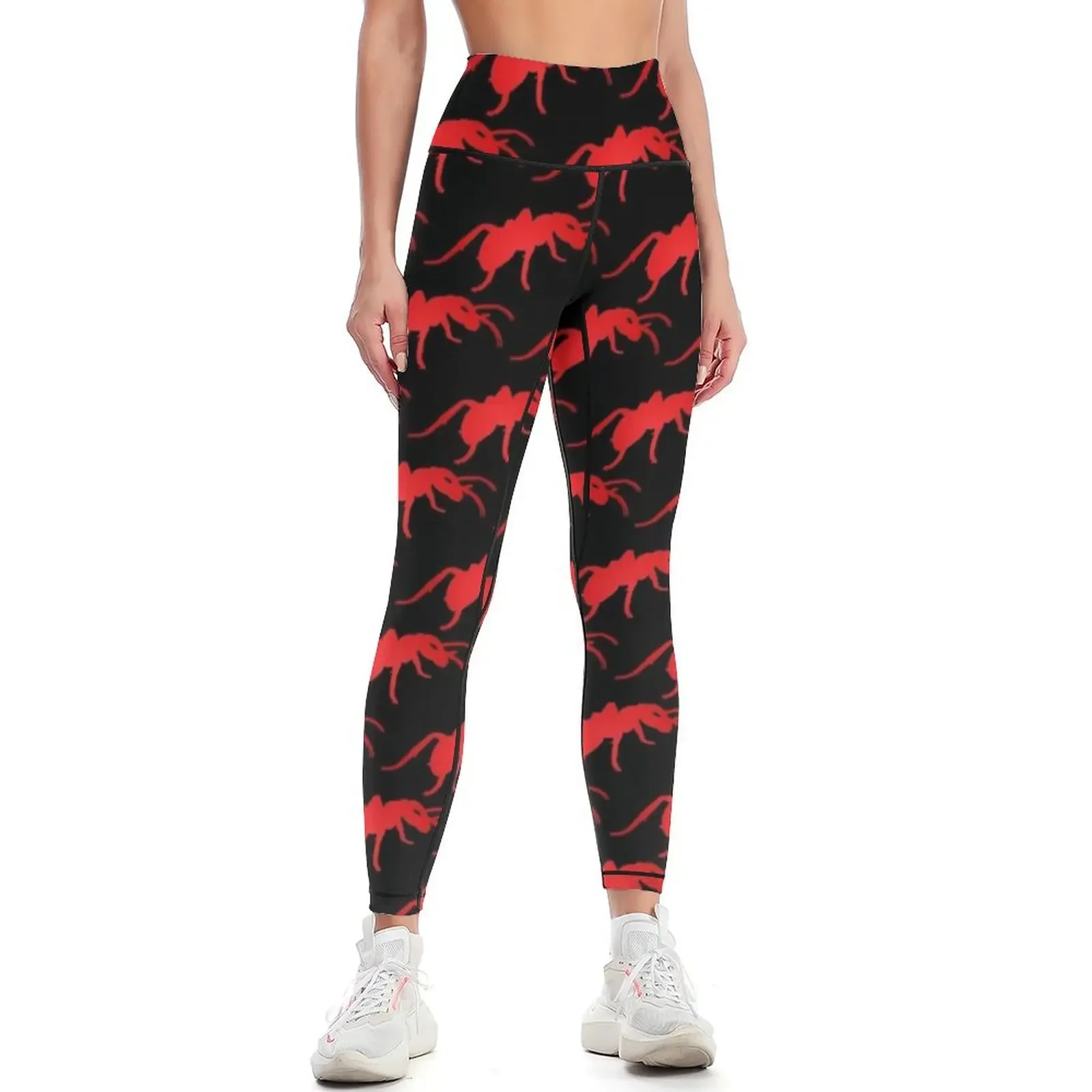 

Seamless vector pattern with insects, dark or black background with red ants Leggings Leginsy push up gym womans Womens Leggings