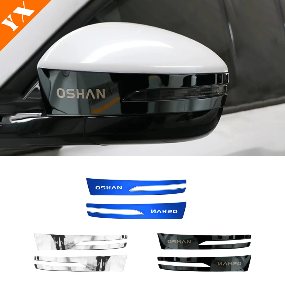 For Changan Oshan x7 plus 2024 Accessories stainless Black Car Side Door Mirror Strips Rear View Mirror Rain Cover Anti Scratch