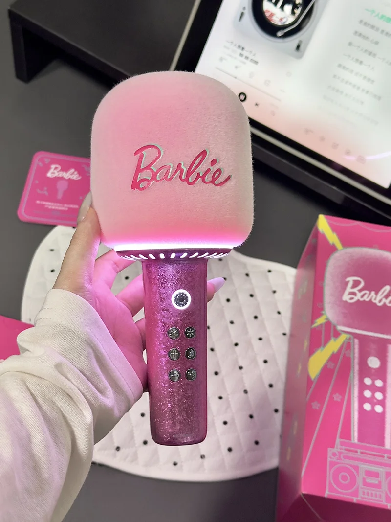 Micrófono de Karaoke Inalámbrico Bluetooth Maoking Barbie Original, Altavoz Todo en Uno, Juguete Periférico de Anime Barbie Dream It Do It