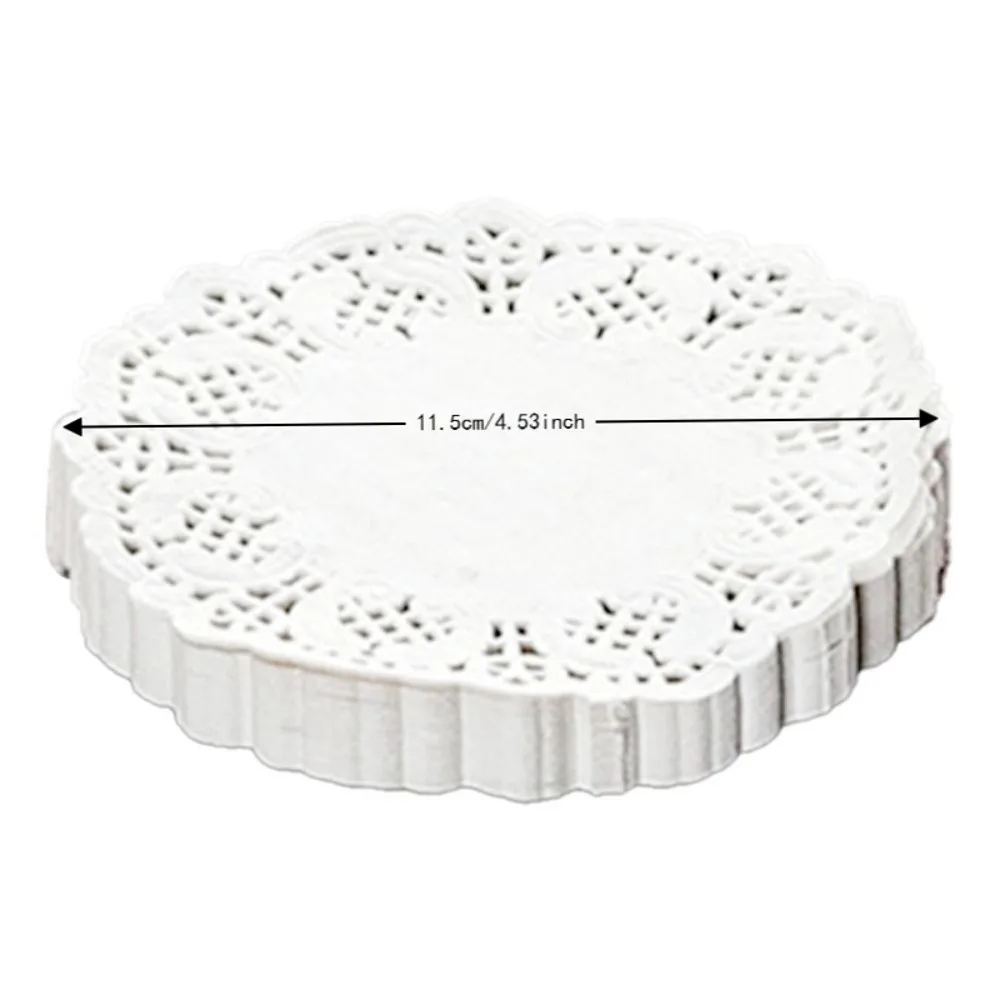 150 PCS Food Grade Wood Pulp Lace Paper Doilies Round Shape Hollow Design Baking Liners Decorative Elegant
