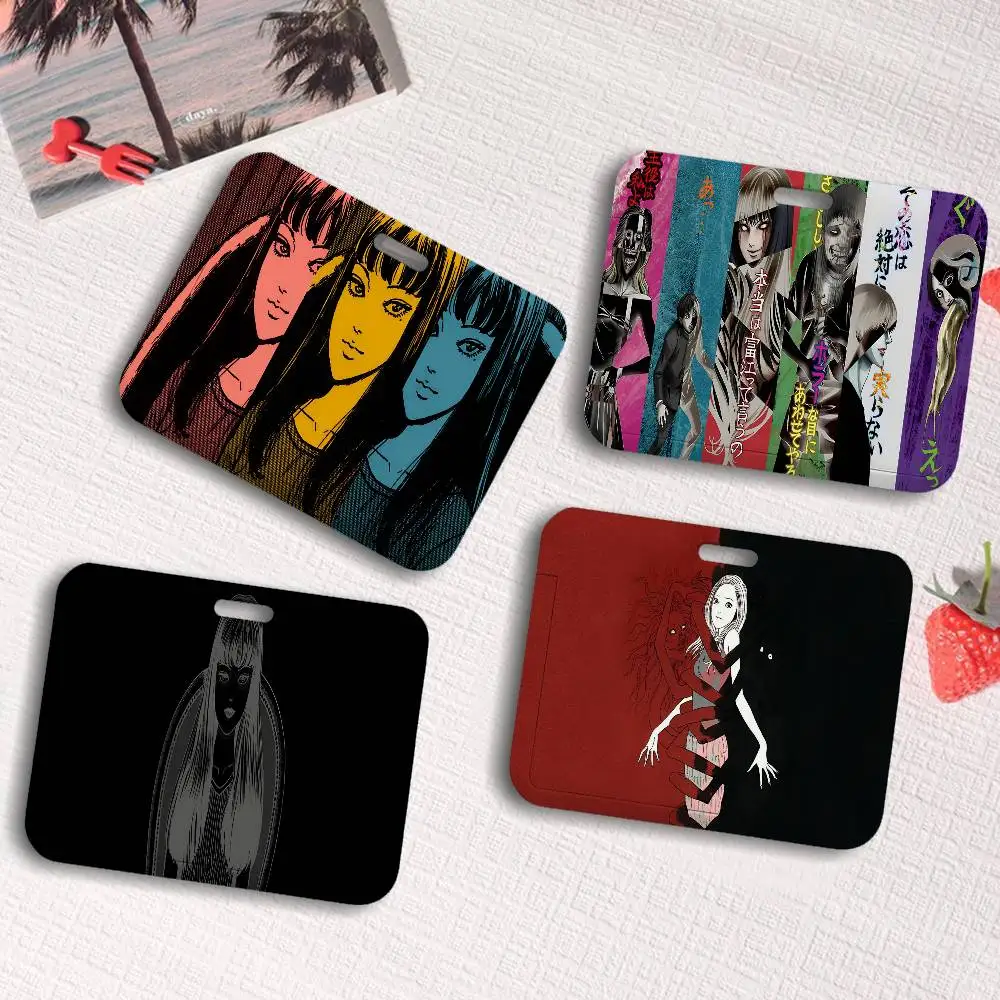 Comic Junji Ito Tomie ID Card Sleeve Durable Work Card Holder With Neck Strap Business ID Cover For Employees