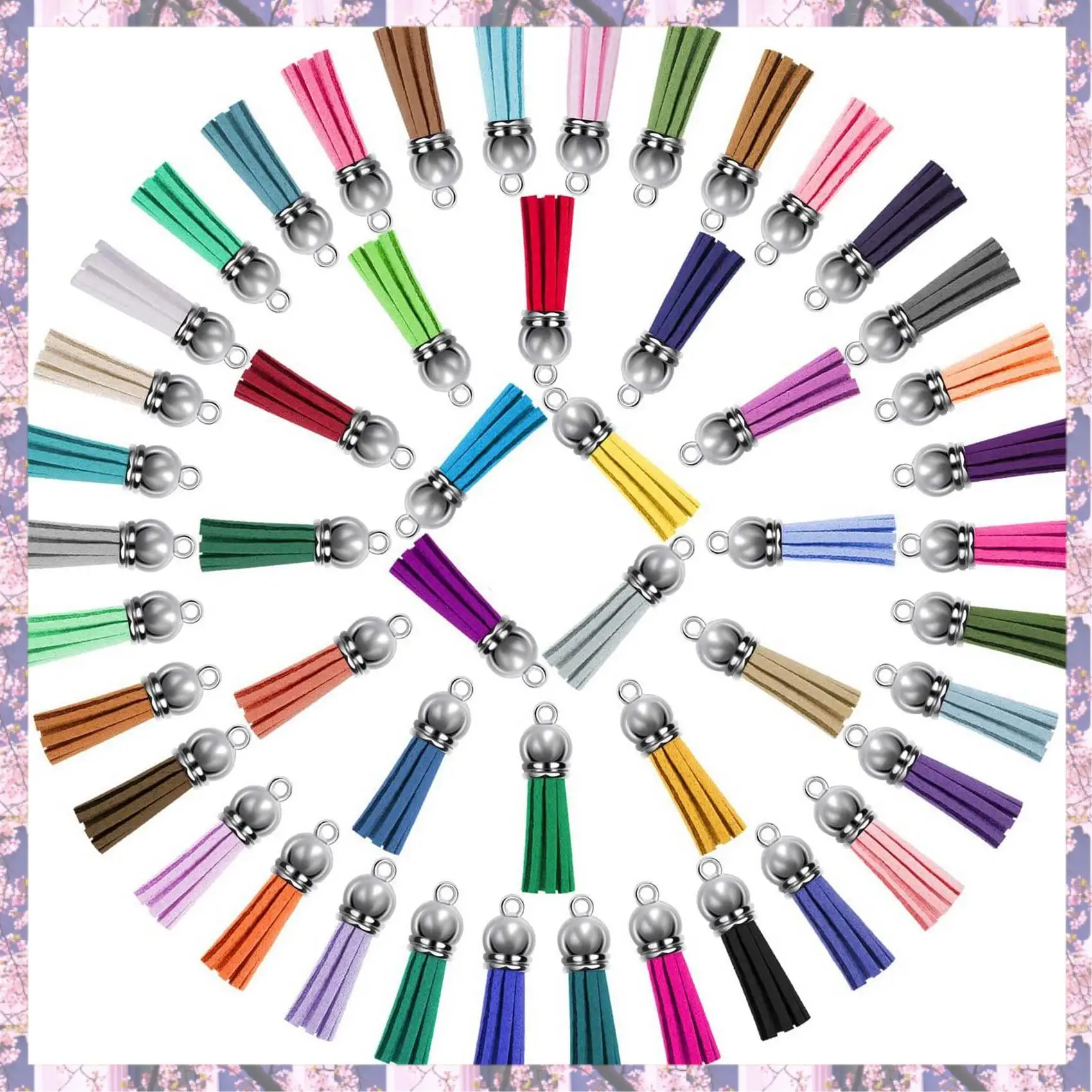 

Retail 750Pcs/Set Keychain Tassels Bulk Colored Leather Tassel Pendants For DIY Keychain And Craft