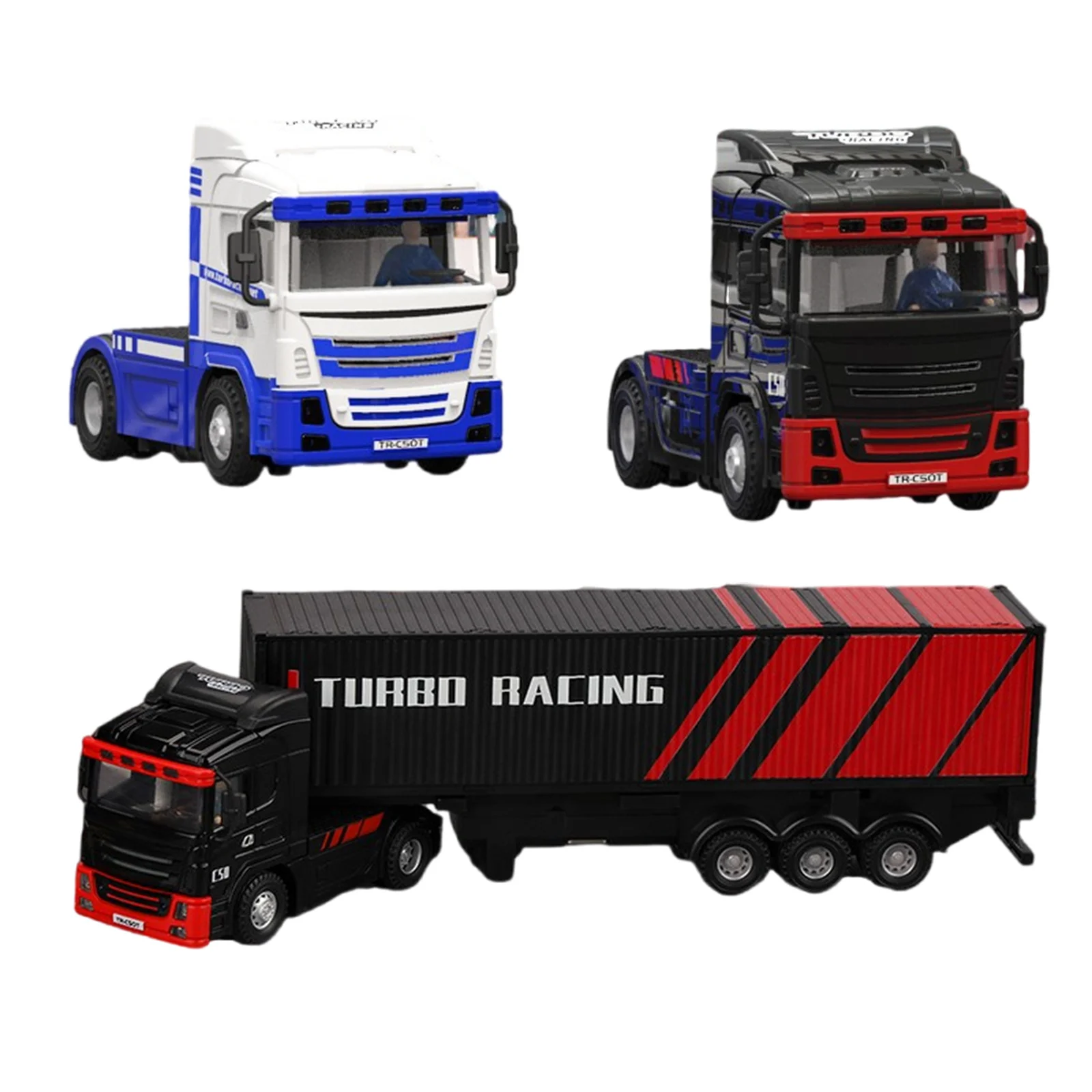 

1:76 Remote Control Car RC Trailer Semi Truck Heavy Transport Truck Construction Toy With P81 10CH stick remote controller;