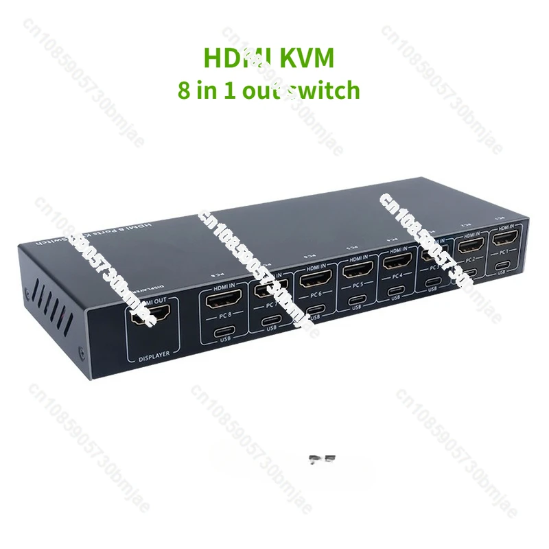 8 Ports  Switcher 8 IN 1 Out HDMI USB Switch Splitter for Sharing Monitor Keyboard Mouse Adaptive EDID/HDCP Decryption