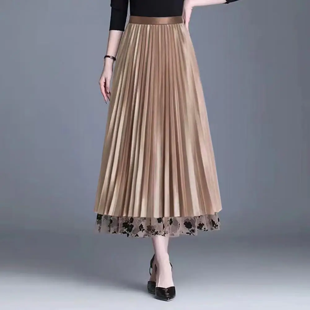 High-waisted Skirt Elegant Reversible A-line Skirts for Women High-waisted Embroidered Midi Skirt Classic Pleated for Wear