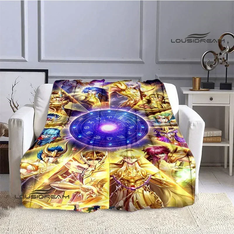 Knights of the Zodiac Cartoon printed blankets Picnic blanket Flange Warm blanket Home travel blankets bed linings birthday gift