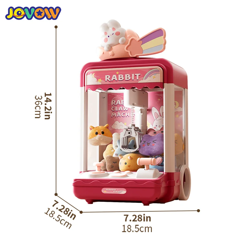 Automatic Doll Machine Toy for Kids Mini Cartoon Coin Operated Play Game Claw Crane Machines with Light Music Children Toy Gifts