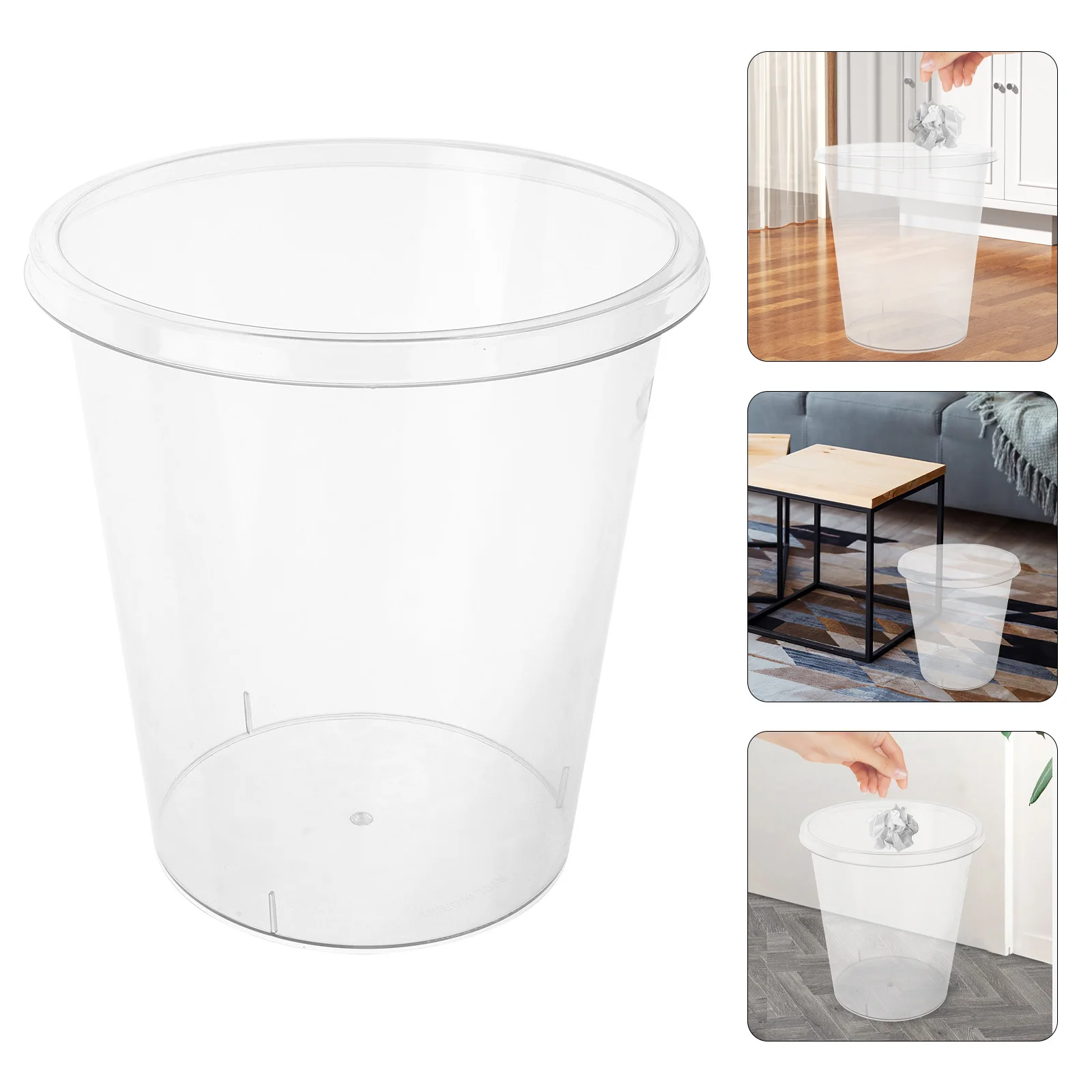 

Large Clear Trash Can 5L Modern Plastic Waste Bin For Bedroom Living Room Bathroom Kitchen Home Office Household Garbage
