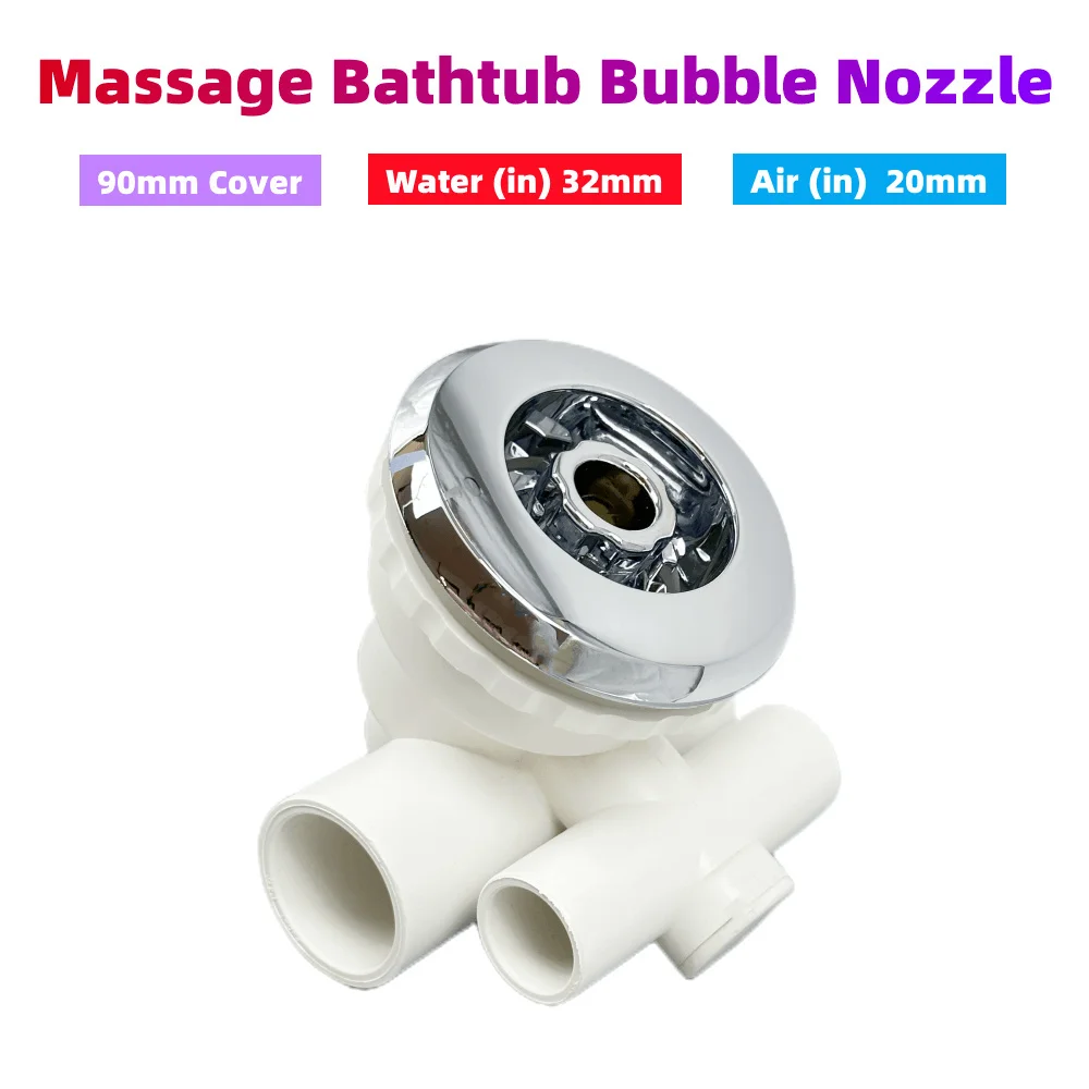 

90mm Cover 32mm Water-in Jet Nozzle ABS Cap PVC Body Straight Shaped Base Massage Bathtub Bubble Nozzle Hot Tub Water Jet Nozzle