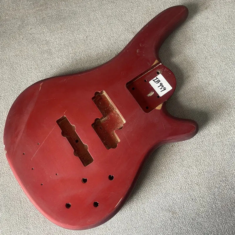 IB959 Custom Order Red Color 5 Or 6 String Active PJB Pickups Electric Guitar Bass Body Solid Wood Paints Damages DIY Part