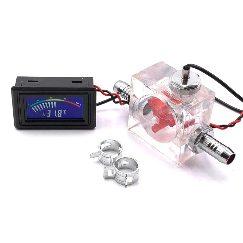 Liquid Cooler 3 Way FlowMeter LED Thermometer PC Computer Heat Dissipation Parts Computer Accessories QXNF