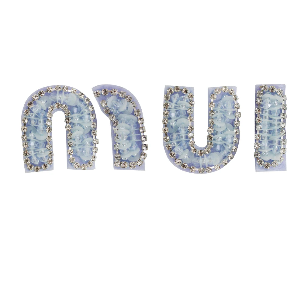1set Rhinestones Beaded Sequin Sew on Patches for Clothing Decor Alphabet n I Applique English Letter Patch DIY Craft Supplies