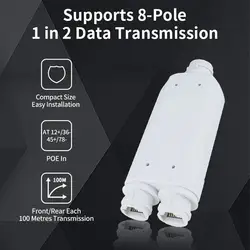 2 Poort Waterdichte Poe Repeater Ip66 10/100Mbps 1 Tot 2 Poe Extender Ondersteuning Voor Ieee802.3af/Buitenshuis Voor Poe Switch Camera E4u6