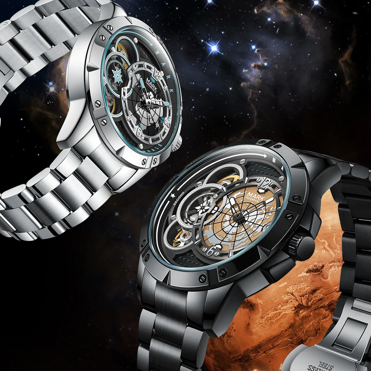 

Mark Fairwhale 6005 Unique Dial Design automatic mechanical men's watch hollowed out wristwatch trend waterproof luminous watch