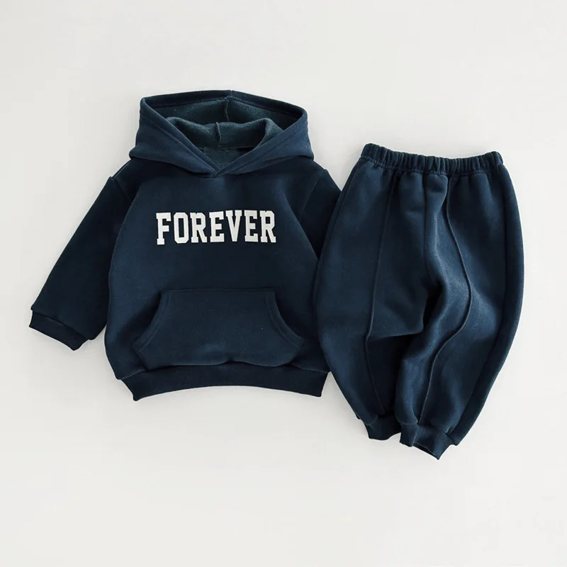 Family Matching Winter Thicken Hooded Hoodie Children Set Father Son Mother Daughter Long-sleeved Sweater Family Party Clothes