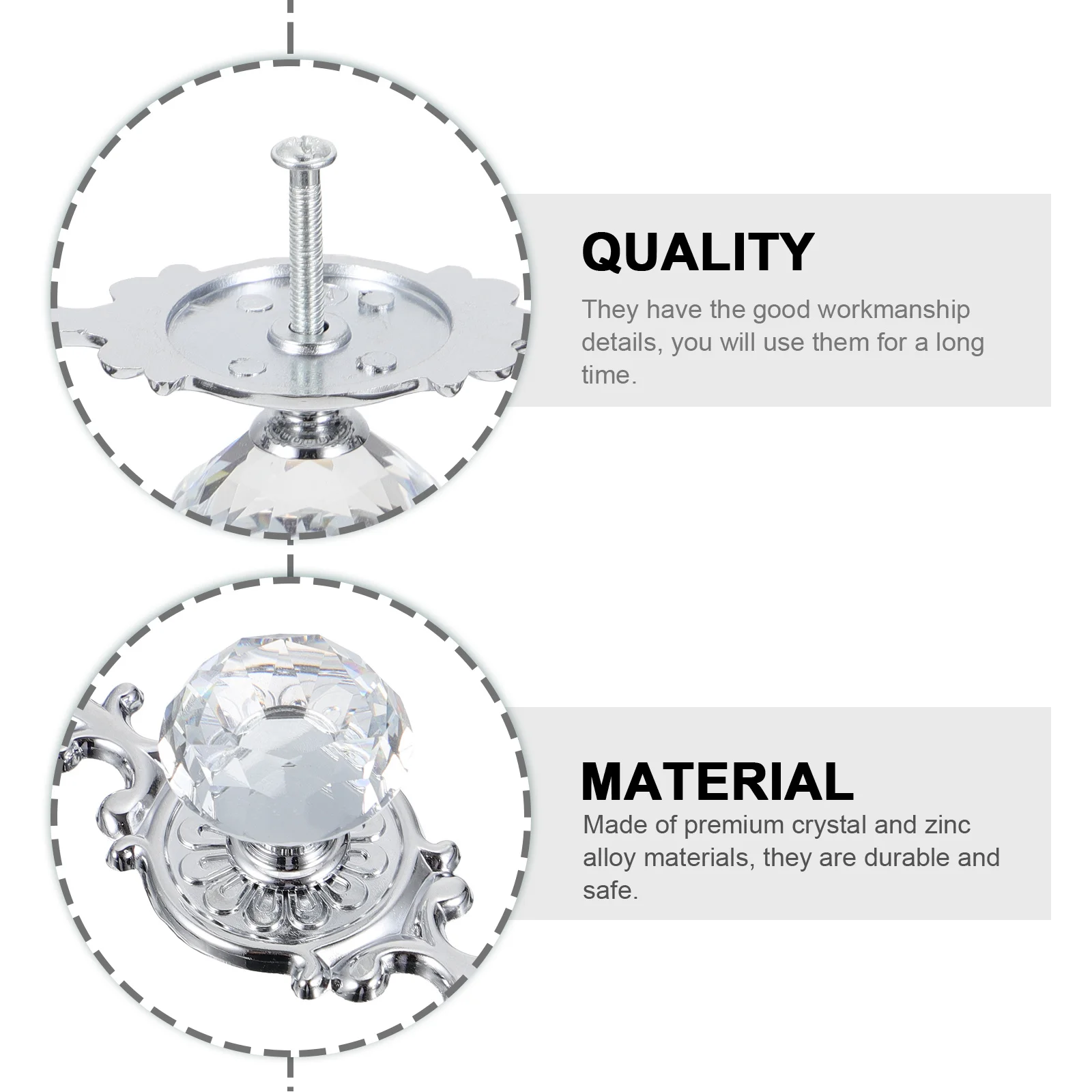 

4Pcs Crystal Door Knobs Heavy Duty Zinc Alloy Cabinet Wardrobe Cupboard Handle Modern Furniture Door Pulls Interior Use