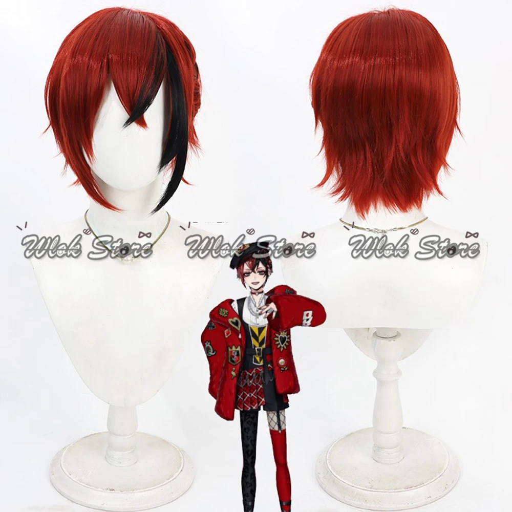 Game Disney Twisted-Wonderland Floyd Riddle Rosehearts Cosplay Wig Red Short Hair Anime Halloween Party Role Play Synthetic Wig