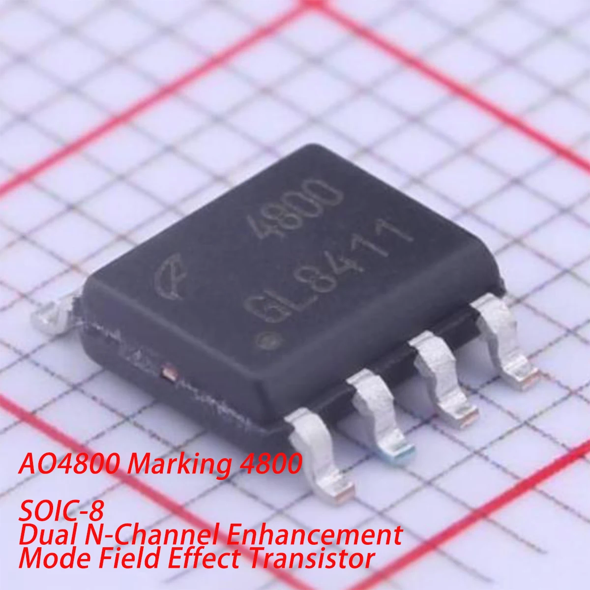 10PCS AO4800 Marking 4800 SOIC-8 SOP-8 NEW Original Field Effect Tubes MOSFETs 2W 30V 6.9A 2 N Channels 50mΩ@2.5V MOSFETs AO4800