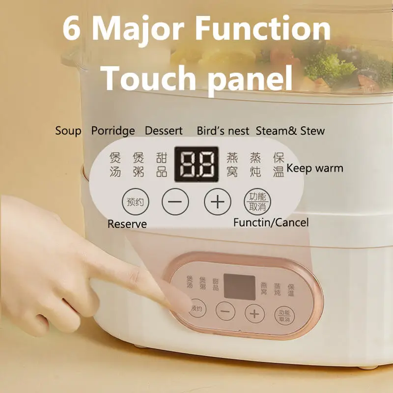 Smart Water-insulated Electric Stewpot 1L Ceramic Liner 2.5L Food Steamer Automatic Insulation Soup Congee Bird's Nest Stew Pot