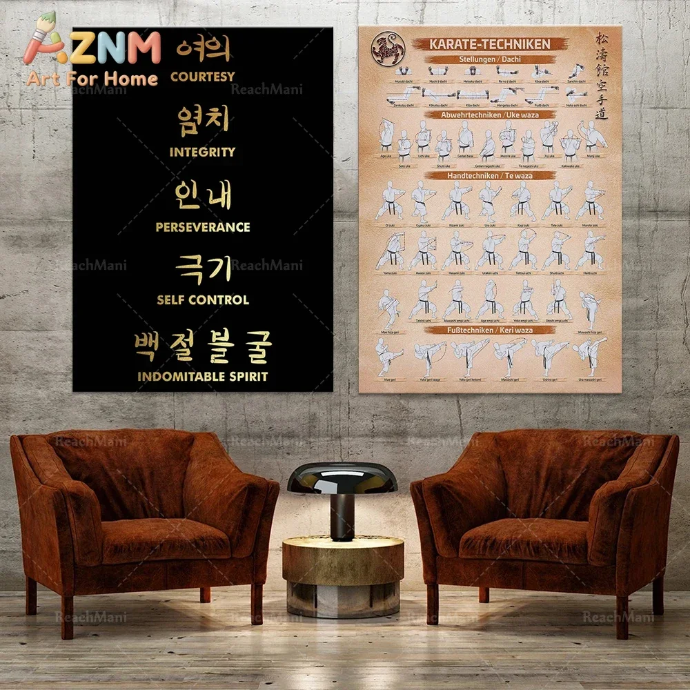 Taekwondo principles, karate techniques, karate and martial arts art, karate martial arts instructor gift wall decoration poster