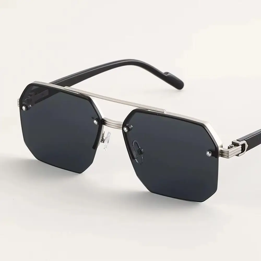 

Fashion Men's Driving Goggles Double Bridges Sunglasses Women Square Half Frame Sun Glasses Outdoor UV400 Shades Trendy Eyewear