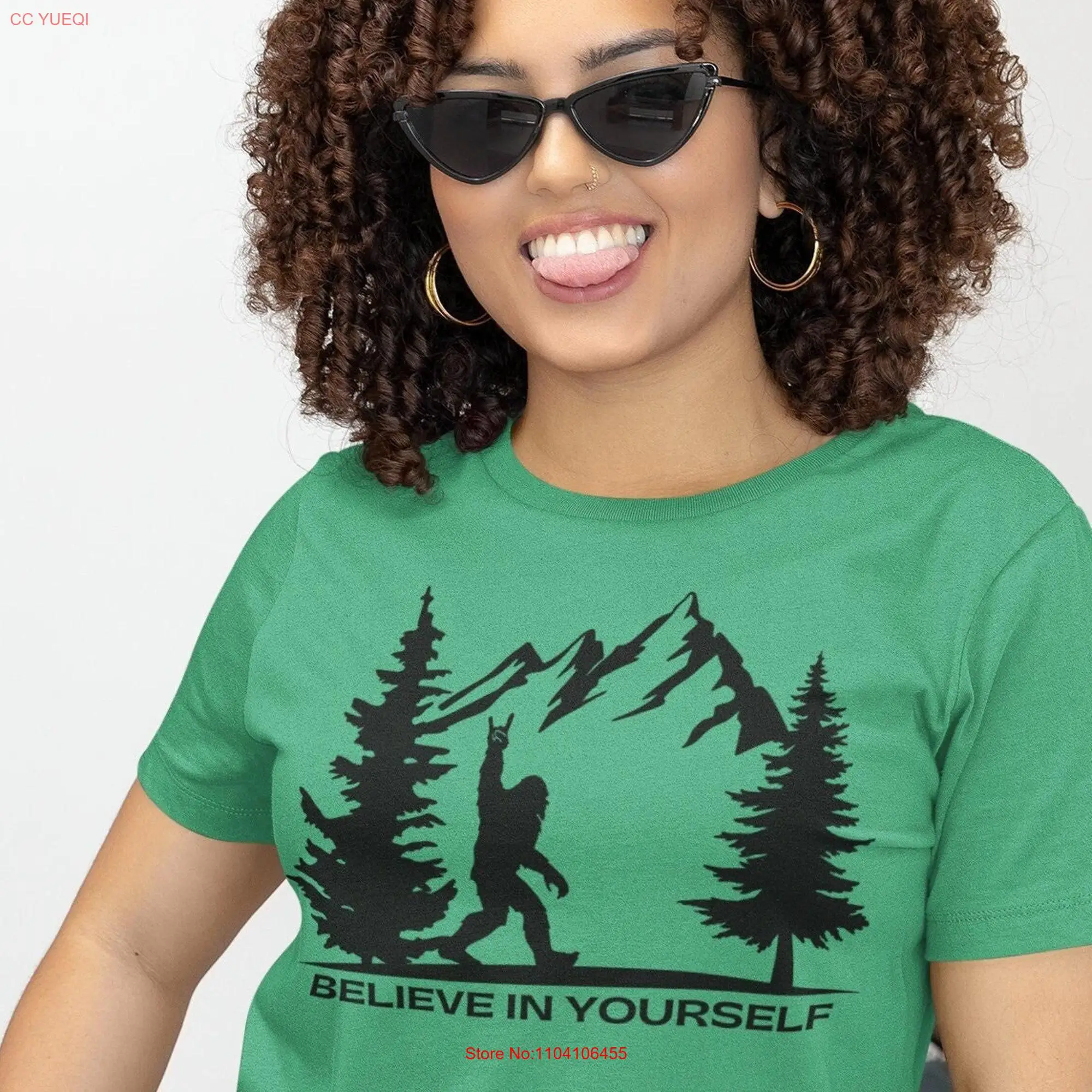 Believe In Yourself Bigfoot Sasquatch Elusive PNW mythical legend Jersey T shirt long or short sleeves