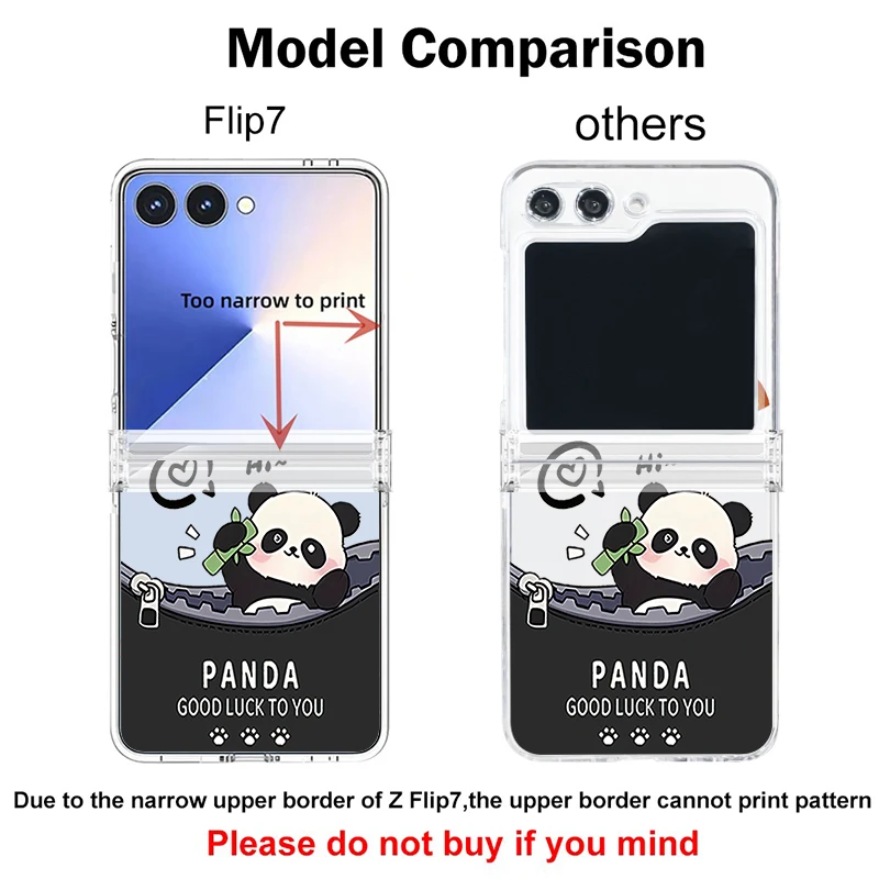 Cartoon Panda Printed Phone Case For Samsung Galaxy Z Flip 8 7 FE 6 5 4 3 5G Clear Hard PC Back Cover For Samsung Z Flip8 Flip7 view 6