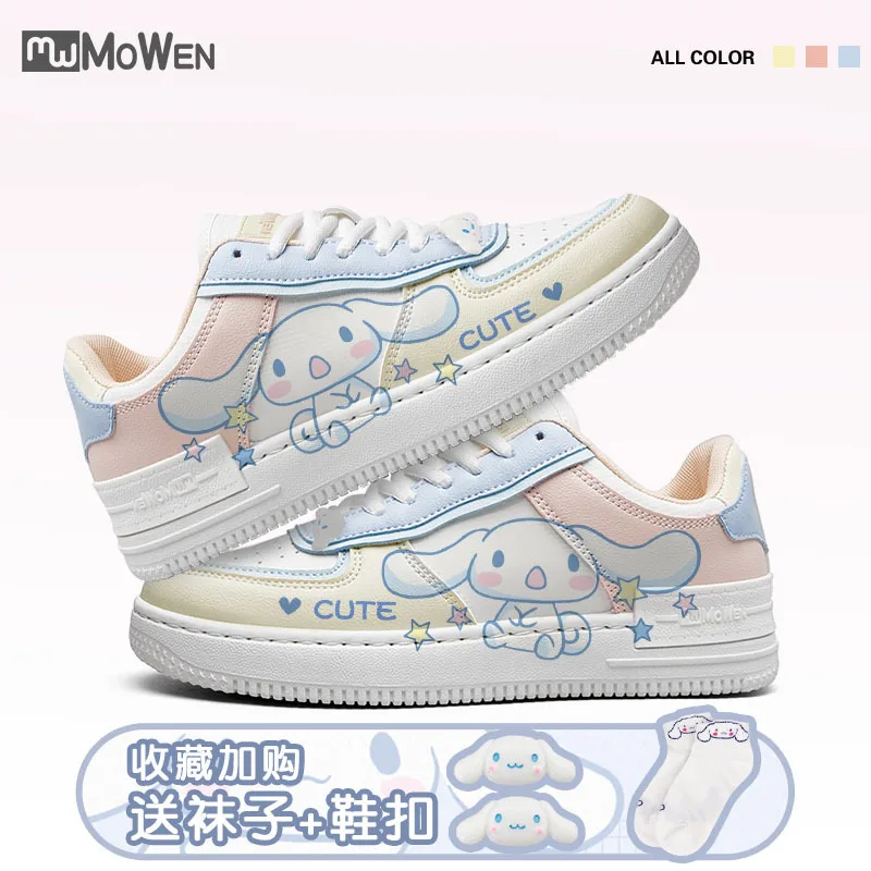 Anime Shoes Kawaii Women Cartoon Cinnamoroll Anti-Slip Sneakers Melody Hello Kittys Campus Style Low Running Shoes Boy Girl Gift