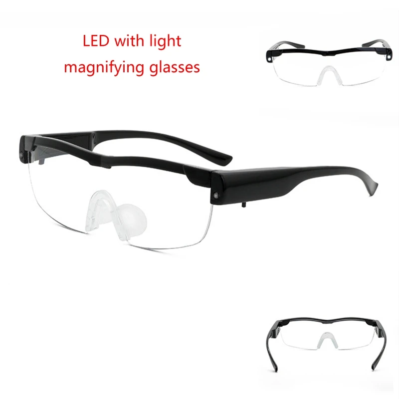 Glasses with Light 2 LED Lighted Magnifier Eyeglasses for Reading Hobbies & Close Work Glasses