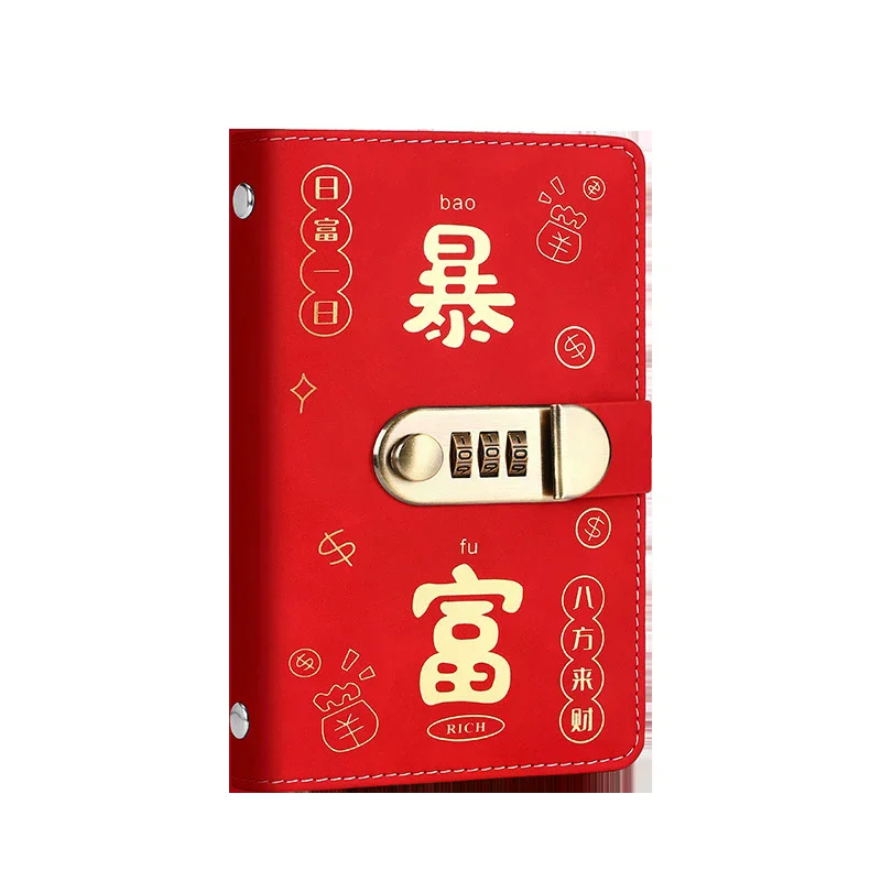 สมุดบันทึกออมเงิน 100 ซอง พร้อมปก PU ล็อครหัสผ่าน ใช้ซ้ำได้ สำหรับการออมเงินตามเป้าหมาย