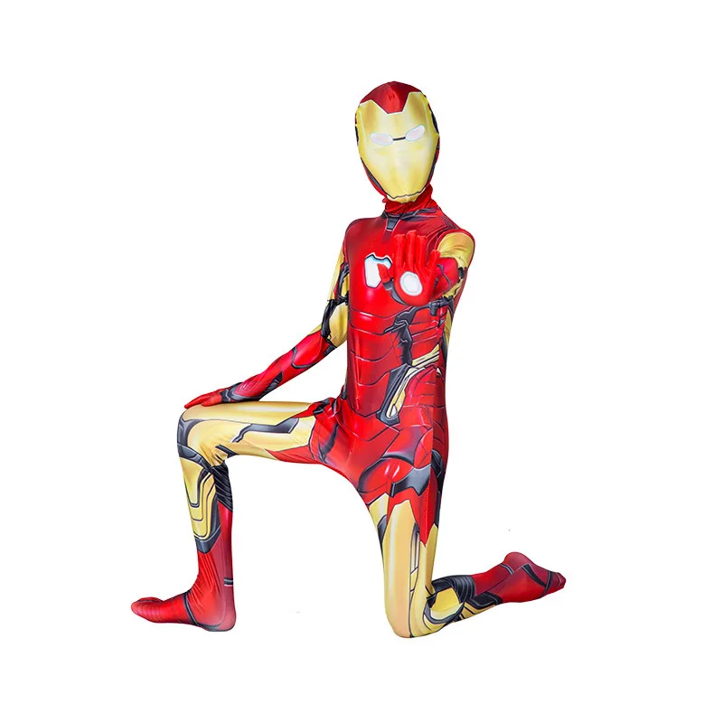 Kids Superhero Spiderman Cosplay Costume Iron Man Black Panther Zentai Jumpsuit Bodysuit Halloween Party Costumes for Boys Girls