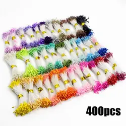 1mm 400pcs Mini Flower Stamen Artificial Pearl Plastic Double Heads DIY Floral Craft For Wedding Decoration DIY Needlework