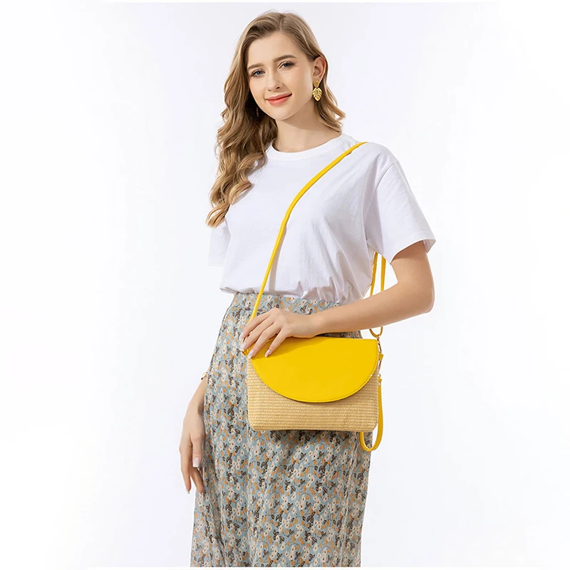 

Straw Women Flap Bag Fashion Handmade Messenger Shoulder Bags Crossbody Beach Bag High Quality Women's Handbag And Purse Bolsos