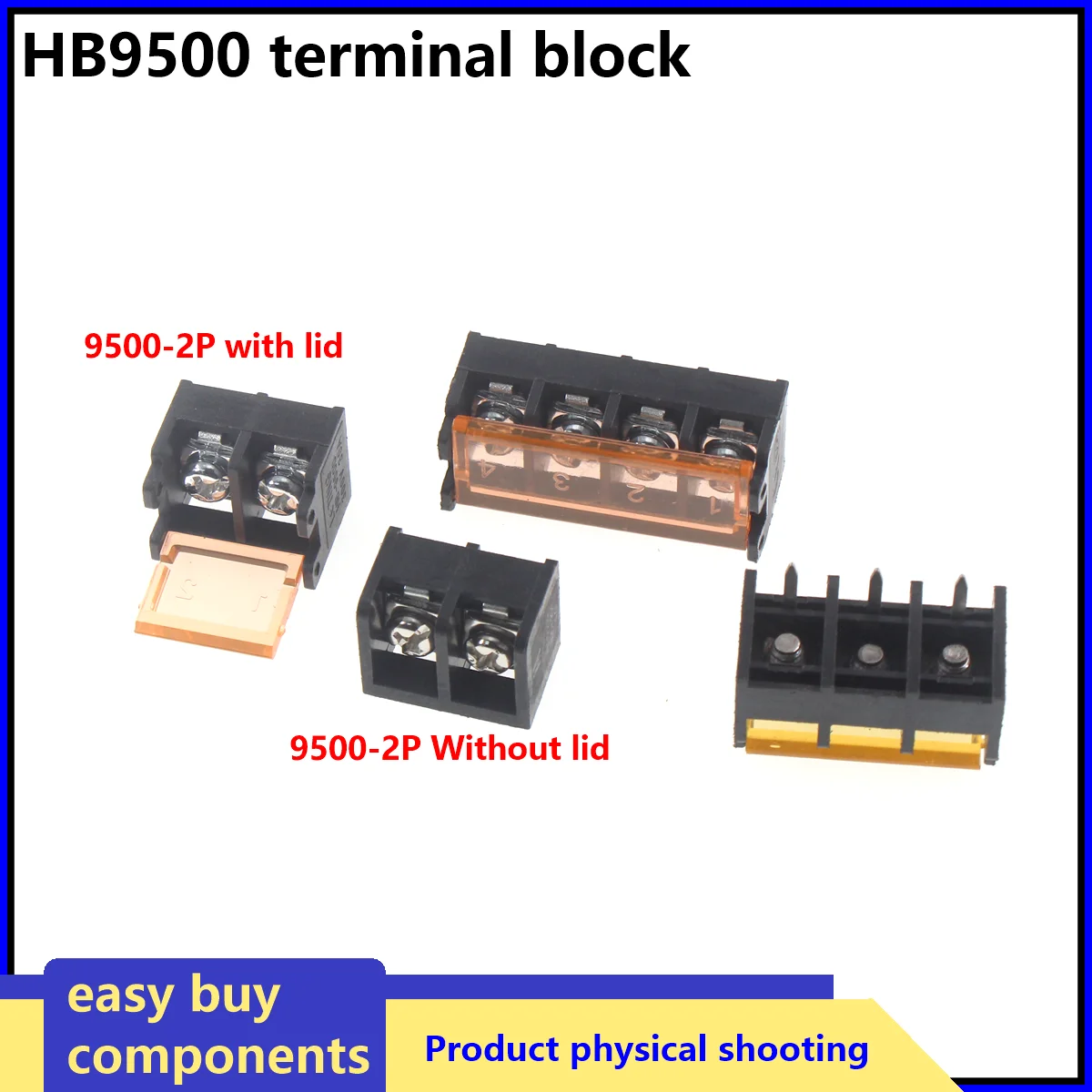 10/5PCS HB9500 8500 7.622P 3P 4P 5P 6P 8P PCB Morsettiera A Vite Connettore HB-9500 300V 30A Coperchio Barriera Terminale 9.5MM Passo