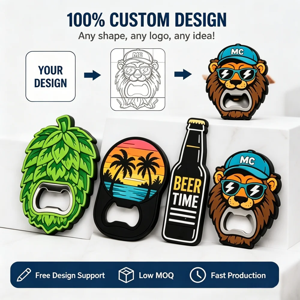 Custom PVC Bottle Opener Custom Logo Soft Rubber Beer Opener Personalized Promotional Gift Bar Tool Keychain Souvenir