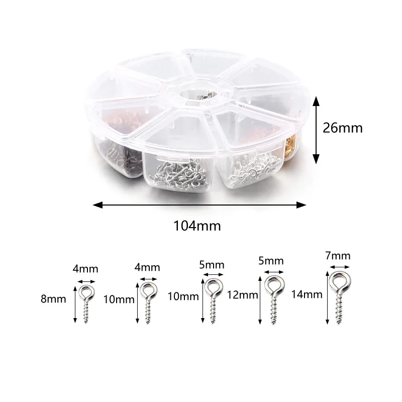400-800pcs/Box 4 Colors Small Eye Screw Pins Metal Eyepin Hooks Eyelets Screw Threaded Clasps For DIY Jewelry Making Supplies