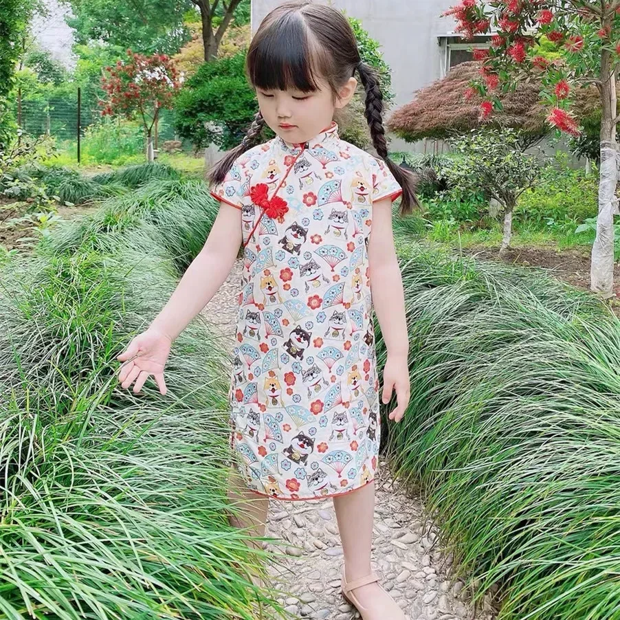 Baby Vestidos Children Modern Qipao Kids Hanfu Tang Girls Casual Dresses Summer Cheongsam Girl Dress Traditional Chinese Clothes
